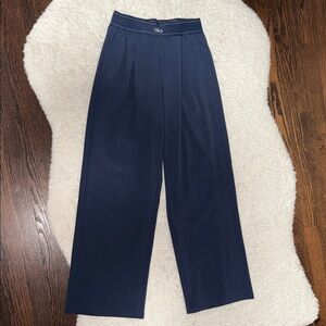 ALO Yoga Navy Elastic-Waist Wide Leg Pants